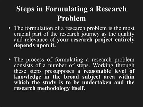 Steps In Formulating Research Problem Ppt