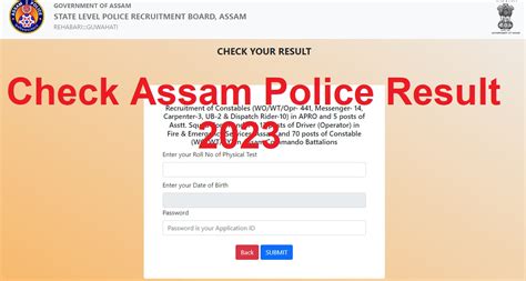 Assam Police SI Result 2023 Out Slprb Sub Inspector AB UB Cut Off Marks
