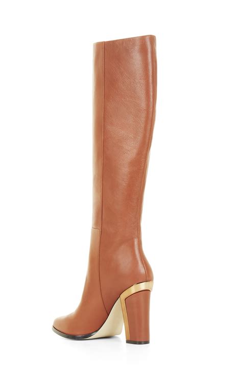 Bcbgmaxazria Oak High Heel Leather Knee Boots In Cognac Brown Lyst