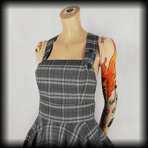 sukienka pin up hell bunny xs szara kratka retro spirit of rock and roll secondhand and new clothing