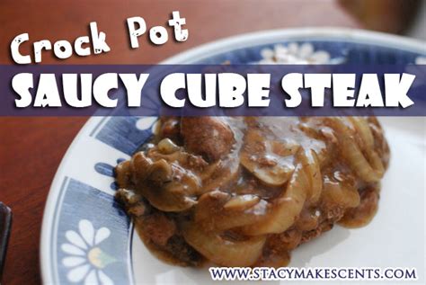 This tender steak is cooked in a sauce made with condensed cream of mushroom soup and brown gravy mix. Crock Pot Saucy Cube Steak - Humorous Homemaking