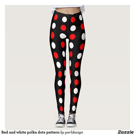 Red And White Polka Dots Pattern Leggings Red Ts White Ts White