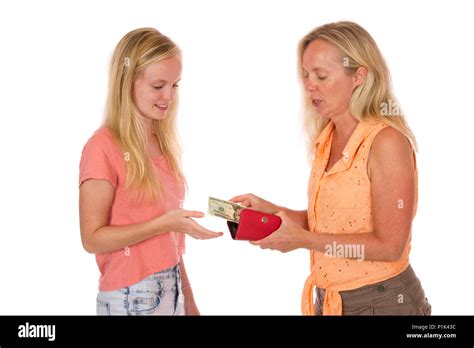 Mother Give Money To Daughter Cut Out Stock Images And Pictures Alamy