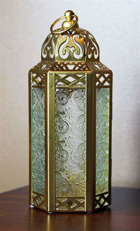 Gold Moroccan Style Candle Lantern Clear Glass Medium