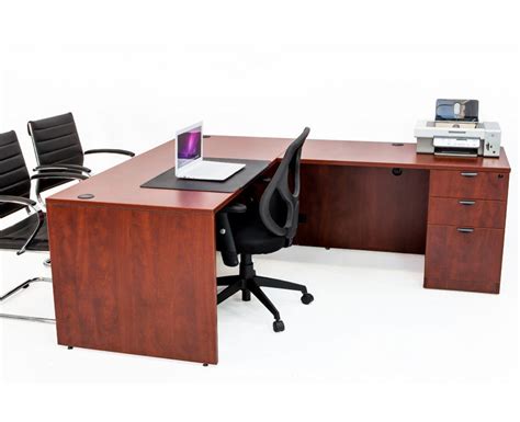 L Shaped Desk With File Pedestal Cherry Online Office Furniture