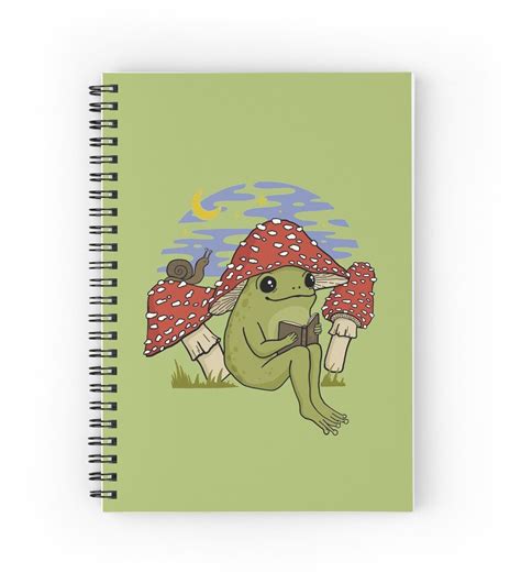 Cute Cottagecore Frog Mushroom Hat Reading Book Goblincore Toad