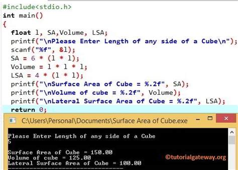 C Program To Find Surface Area And Volume Of A Cube Images