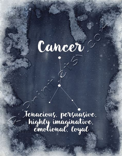 Cancer Constellation Art Print Printable Zodiac Art Etsy