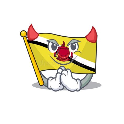 Bandera Del Diablo Brunei Darussalam Aislado Con Mascota Ilustración Del Vector Ilustración De