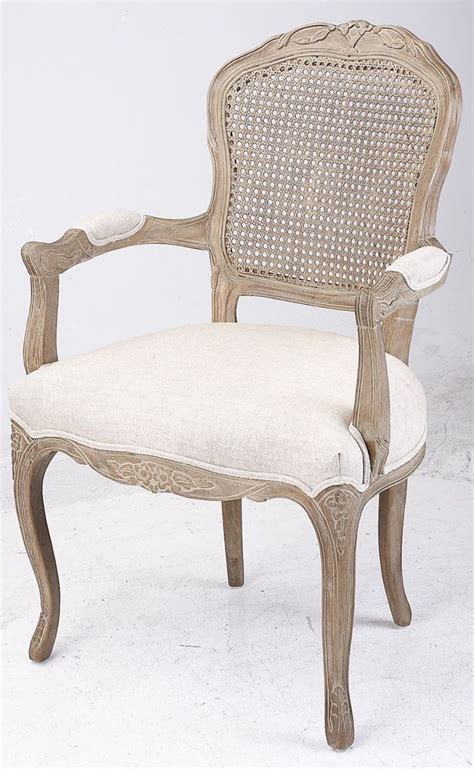 French Provincial Louis Xv Upholstered Arm Chair With Rattan Back