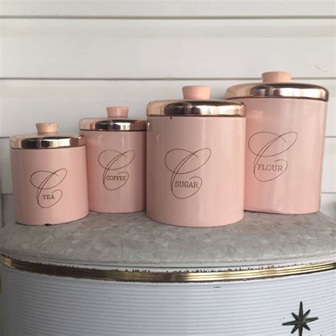 Vintage Pink Canisters Pink Metal Canister Set Ransberg Canisters