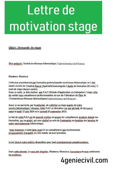 Lettre De Motivation Stage Word En Lettre De Motivation Stage