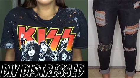 Diy Distressing Jeans And T Shirts Youtube