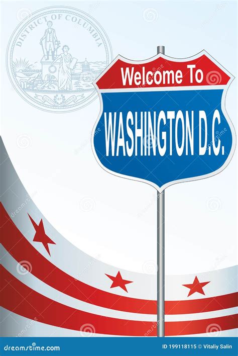 Road Sign Welcome To The Washington Dc Stock Vector Illustration Of