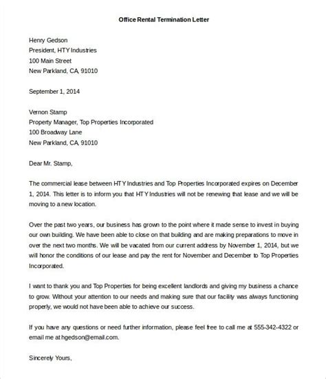 Many who want to leave for whatever reason turn to the use of an early lease termination letter. 13+ Rental Termination Letter Templates - Free Sample ...