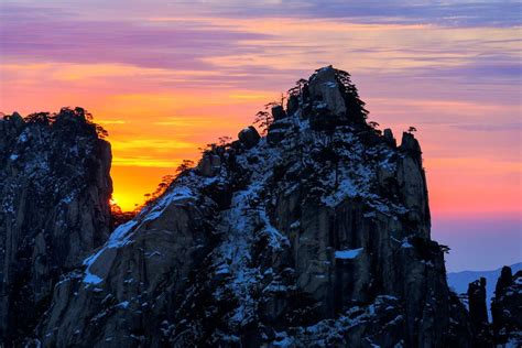 Painted Sky Sunrise Over Huangshan Mt Anhui China By Chaluntorn