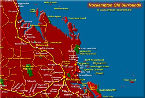Tropic of capricorn is not like tropic of cancer and it passes through only limited countries because of land area of the south hemisphere is less compare on the other hand, if we live in queens land in australia, the sun comes overhead twice in a year on us. Rockhampton Qld Map - Surrounds