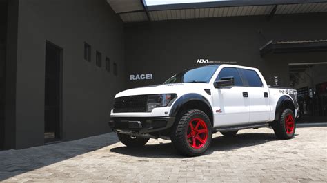 White Raptor On Red Adv1 Offroad Wheels — Gallery