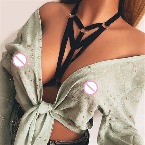Ladies Sexy Bandage Lingerie Open Cup Alluring Women Cage Bra Elastic Cage Bra Strappy Hollow