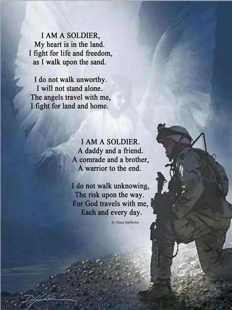 A Soldier Kneeling Down In Front Of An Angel With The Words I Am A Soldier
