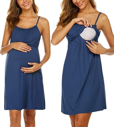 Ekouaer Womens Nursing Nightgown Maternity Dress Breastfeeding Hospital Gown Full Slips