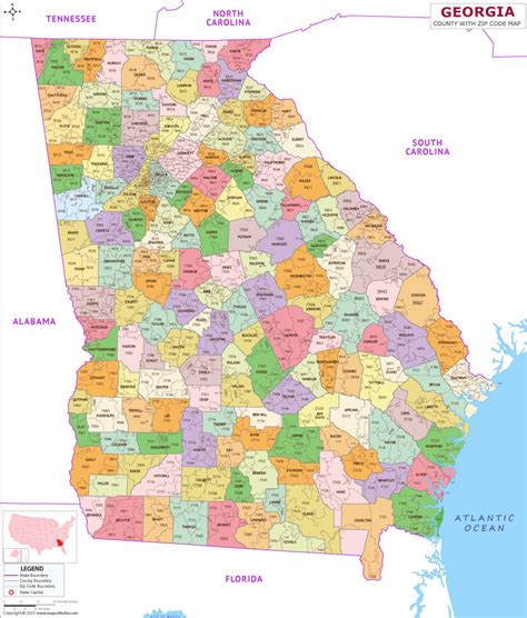 Georgia County Zip Codes Map