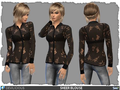 Black Sheer Blouse The Sims 4 Catalog