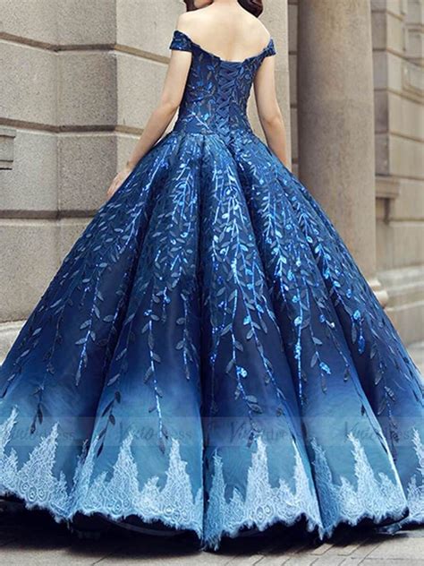 Vintage Navy Blue Quinceañera Dress Sparkling Lace Ball Gowns Fd1108