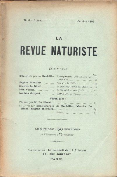 Les Petites Revues La Revue Naturiste N°8 Tome Ii Octobre 1897