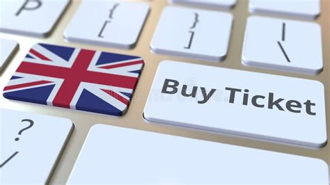 Buy Ticket Text And Flag Of Great Britain On The Buttons On The