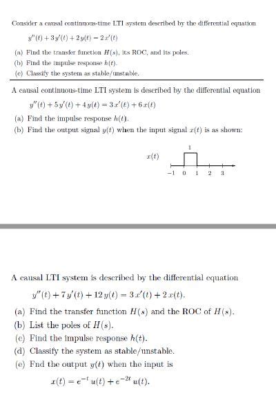 Solved Consider A Causal Continuous Time Lti System
