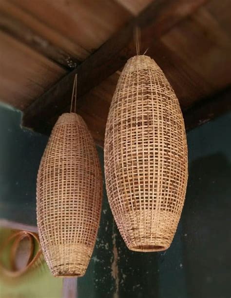 Rattan Hanging Lamp Woven Pendant Light Bamboo Pendant Etsy