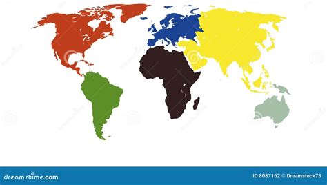 Colore Le Worldmap De Continents Photographie Stock Image 8087162