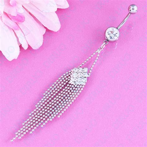 Dangle Belly Ring Tassel Body Piercing Navel Bar Woman Navel Jewellery Belly Button Ring 14g