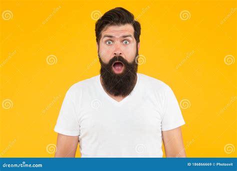 Mature Hipster With Beard Surprised Unshaven Man With Beard Beard And Skin Care Concept Of