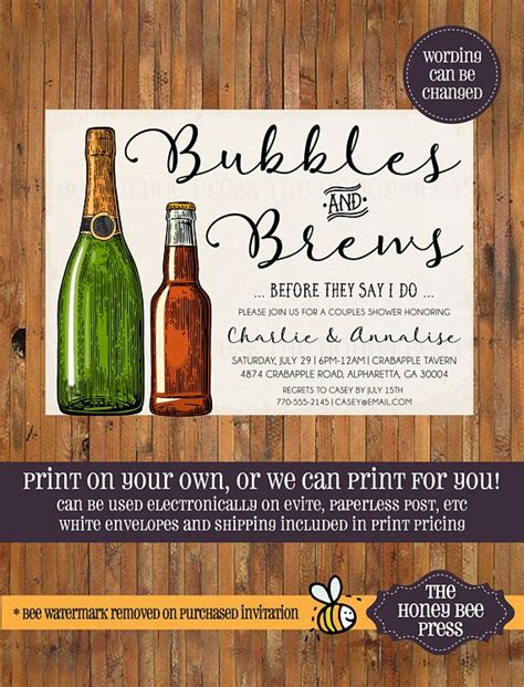 Couples Wedding Shower Invitation Bubbles And Brews Before I Etsy