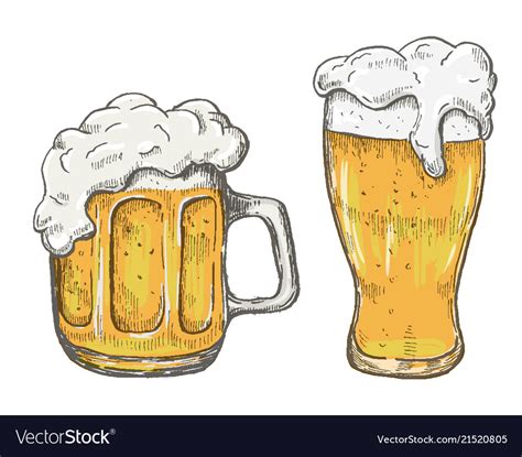 Hand Drawing Beer Mug In White Background Vector Image