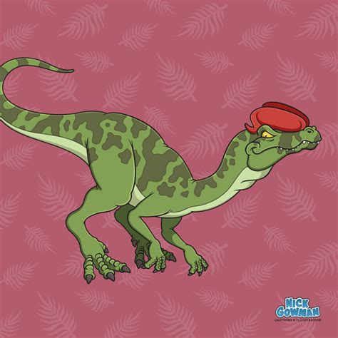 Cartoon Dilophosaurus Jurassic Era Predator With A Cartoon Twist