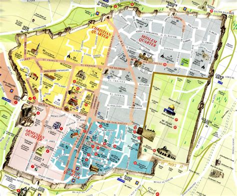Jerusalem map (capital of israel) shows major landmarks, tourist places, roads, rails, airports, hotels, restaurants, museums, educational institutes, shopping centers etc. The Holy Land