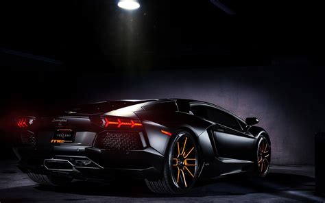 Wallpaper Dark Lamborghini Aventador Sports Car Performance Car