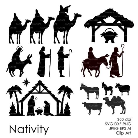 Black And White Clipart Nativity Scene Free Download On Clipartmag