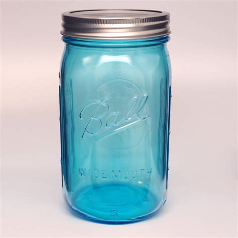 Ball Collection Elite® Color Series Wide Mouth Quart 32 Oz Blue Glass Mason Jars With Lids And