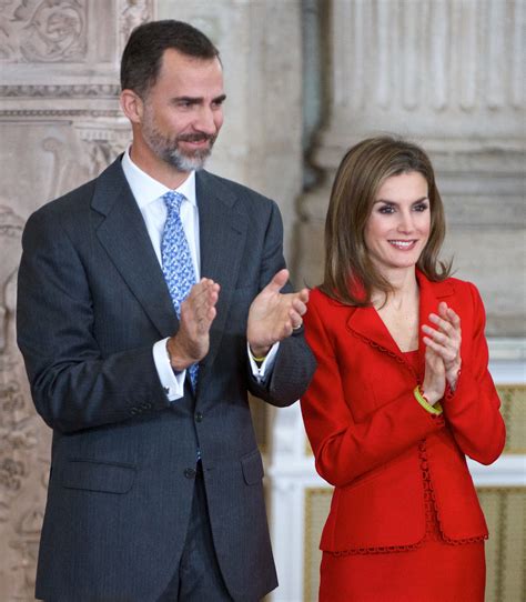 King Felipe Vi And Queen Letizia Of Spain Stood Side By Side At The