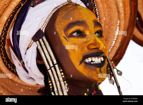 Young Wodaabe Man Made Up For Gerewol Festival Of Male Beauty Niger