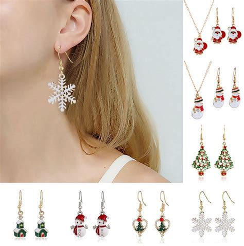 Christmas Theme Earring And Necklace Christmas Decorations Xmas