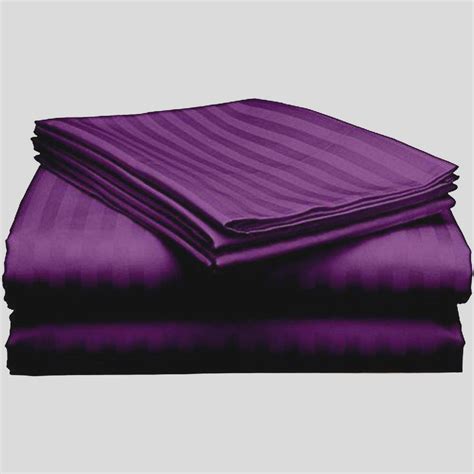 Purple Self Design 300 Tc King Size Pure Cotton Satin Slumber Sheet For Double Bed With 2 Pillow