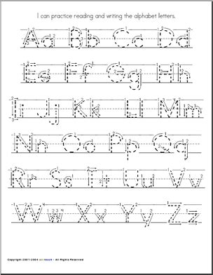 The first letter is solid with a line of practice letters that are dashed and. Alphabet Handwriting Practice | Hand Writing