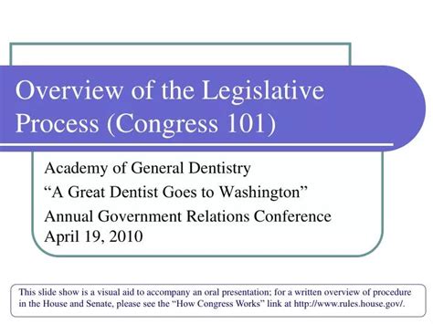 Ppt Overview Of The Legislative Process Congress 101 Powerpoint