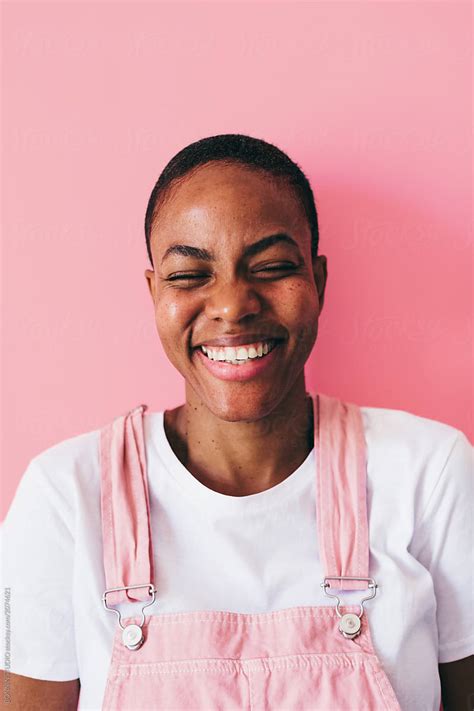 Woman On Pink By Bonninstudio Smiling Woman
