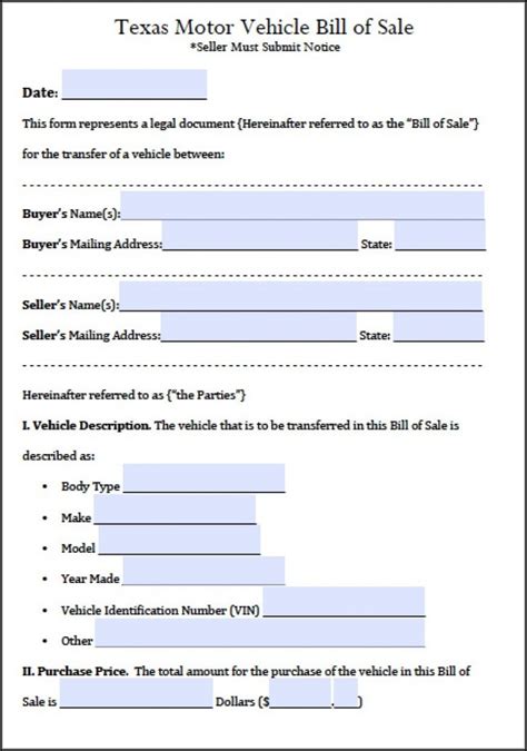Free Printable Texas Bill Of Sale Form Form Resume Examples Free
